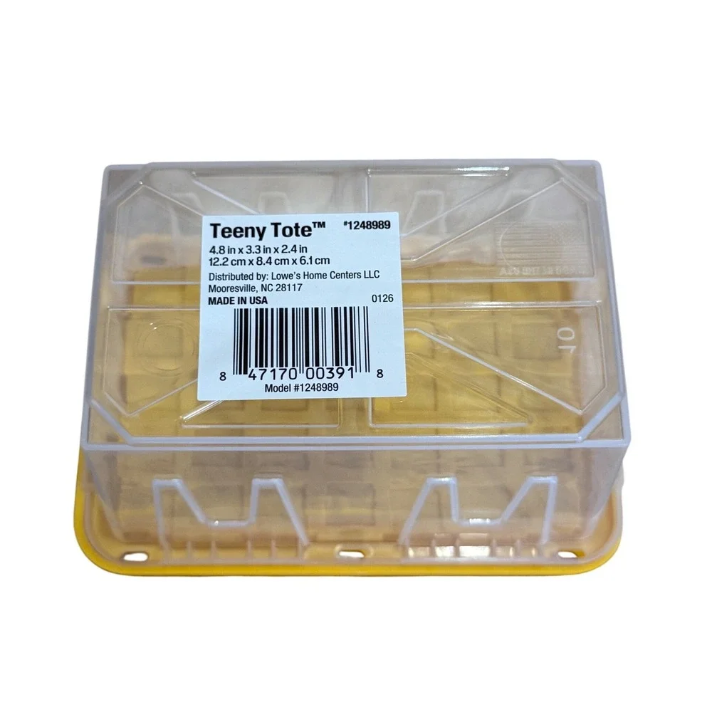 Lowe's Project Source Teeny Tote Yellow Lid Clear Mini Storage Bin Made in USA